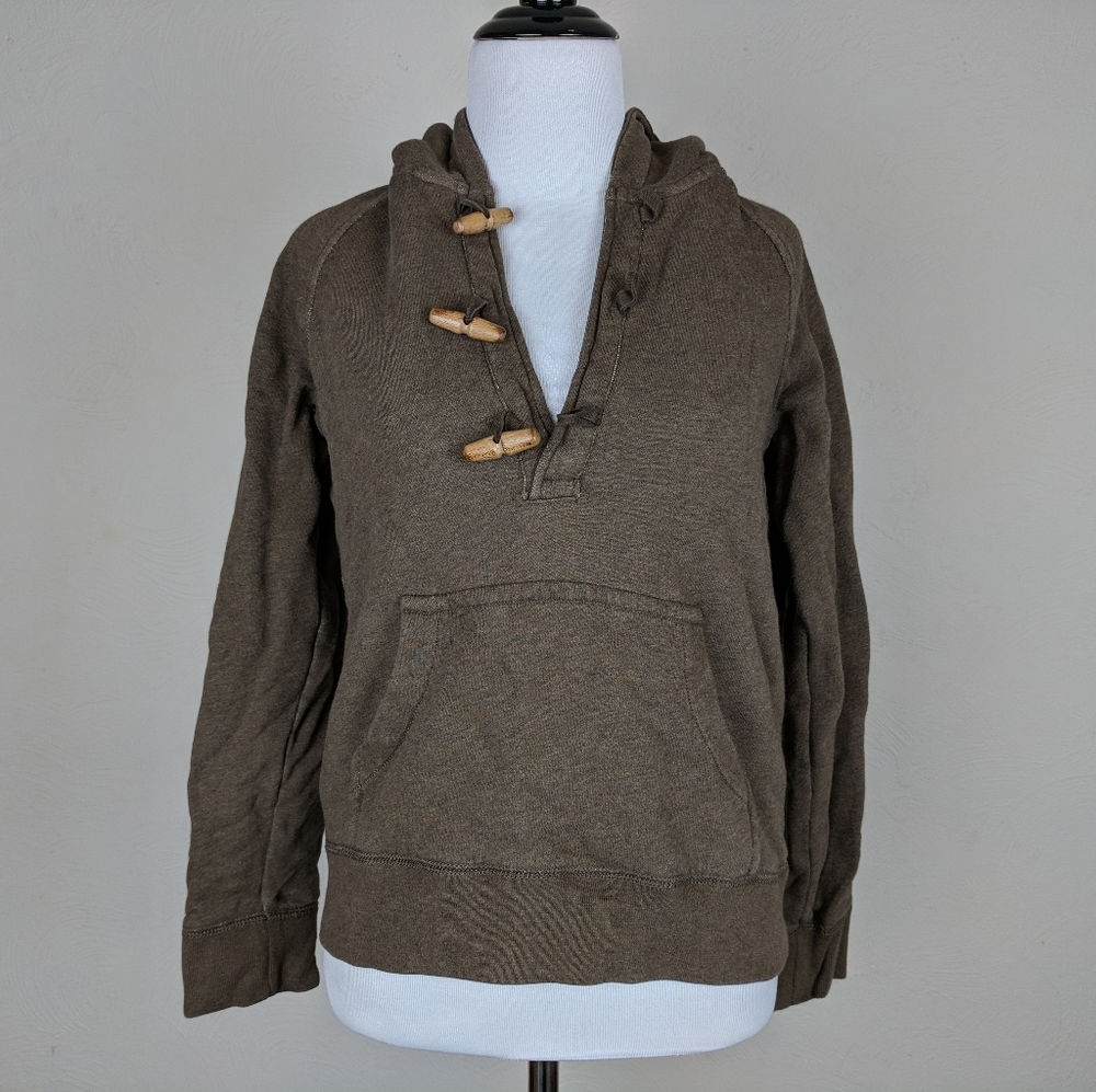 J. Crew Sweatshirt Vintage Fleece Brown Hoodie Toggles Outdoor Boho Streetwear